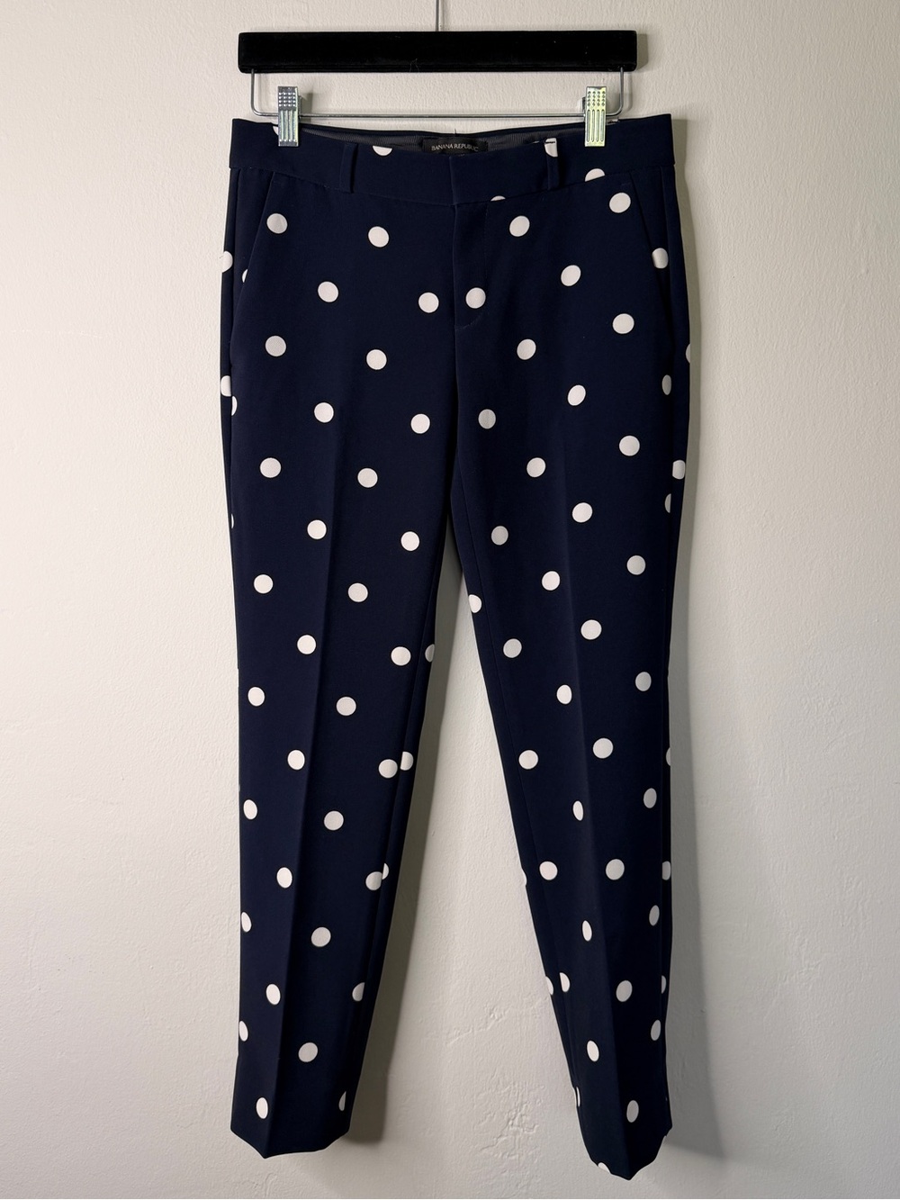 Banana Republic Avery Navy Polka Dot Tailored Pants Size 0